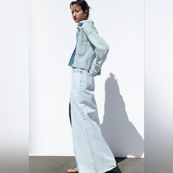 Zara DENIM SKIRT TRF LONG SKIRT DENIM - Picture 14 of 14